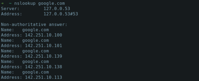 nslookup-linux-terminal